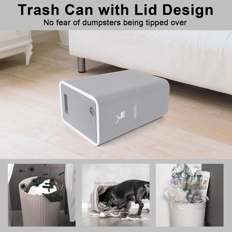 XPIY Trash Can with Lid, 2 Pack 4 Gallons/15 Liters Garbage Can with Press Top, Small Trash Can Dog Proof, Plastic Trash Bin, Waste Basket for Bathroom|Kitchen|Bedroom|Office (2, Grey) - Image 4